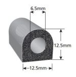 Uszczelka samoprzylepna do jachtu porowata typu D kopułka 12 x 12mm gumowa czarna - 079202