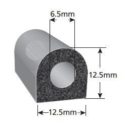 Uszczelka samoprzylepna do jachtu porowata typu D kopułka 12 x 12mm gumowa czarna - 079202