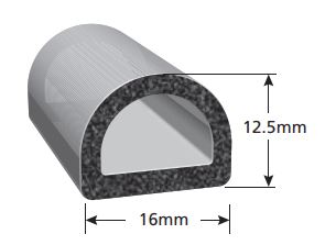 Uszczelka samoprzylepna porowata typu D 12 x 16mm gumowa czarna - 0792373