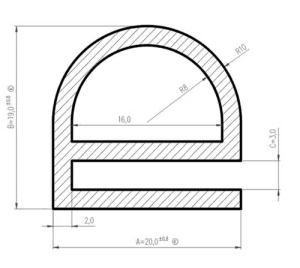 Uszczelka do drzwi chłodni typu E 3 x 19 x 20mm silikonowa transparentna matowa - 099040