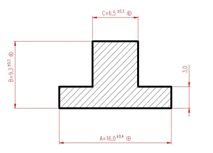 Uszczelka do zgrzewarki pakowarki termiczna typu T 16 x 3 x 6,5mm silikonowa czerwona - 09910825