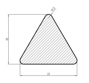 Uszczelka silikonowa  lita termiczna trójkątna 23 x 23 x 23mm czerwona 0991220