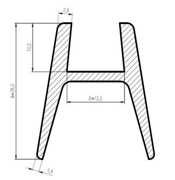 Uszczelka krawędziowa na szybę typu H 12mm silikonowa transparentna matowa - 0991278