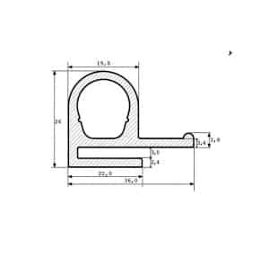 Uszczelka do drzwi chłodni typu P 3 x 22 x 26mm silikonowa czerwona - 09912940