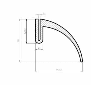 Uszczelka krawędziowa z płetwą silikonowa typuu U 1 mm transparentna matowa - 0991390