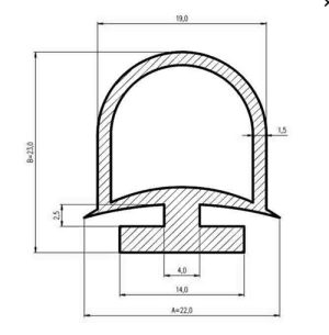 Uszczelka do drzwi chłodni typu D 19 x 23mm wsuwana silikonowa czarna - 0991534