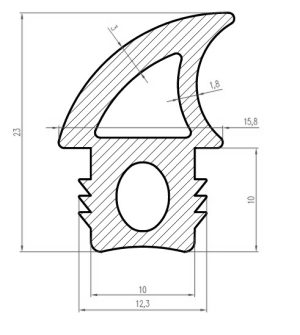 Uszczelka do pieca termiczna 12,3 x 23mm silikonowa  czarna - 0991695
