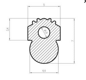 Uszczelka do zgrzewarki pakowarki typuu grzybek 4,4 x 5 x 7mm silikonowa transparentna matowa - 0991910