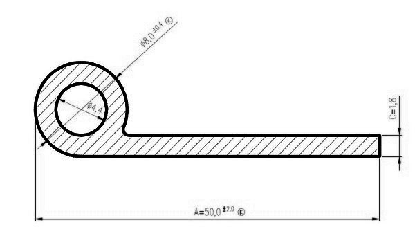 Uszczelka do drzwi silikonowa termiczna typu P średnica 8mm czerwona - 0993010