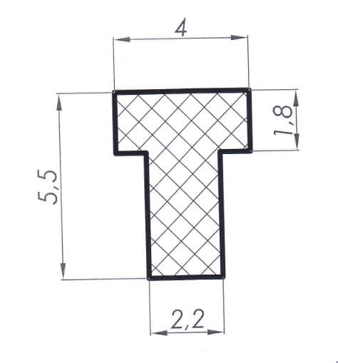 Uszczelka do zgrzewarki pakowarki termiczna typu T 5,5 x 4 x 2,2mm silikonowa czerwona - 0995130