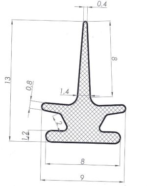 Uszczelka dolna wsuwana w profil drzwi kabiny prysznicowej typu T 9 x 13mm silikonowa transparentna matowa - 0995975
