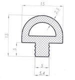 Uszczelka do drzwi pieca termiczna typu E 15 x 15mm silikonowa czerwona - 0998013
