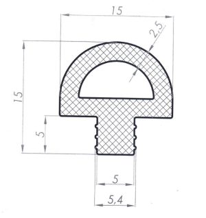Uszczelka do drzwi pieca termiczna typu E 15 x 15mm silikonowa czerwona - 0998013