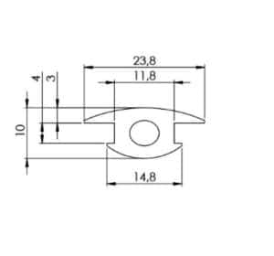 Uszczelka szczelinowa typu T 15 x 10 x 24mm PVC biała - 18-238