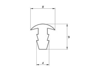 Uszczelka do szczeliny typu T lita 8 x 9mm PVC czarna - 18-68801