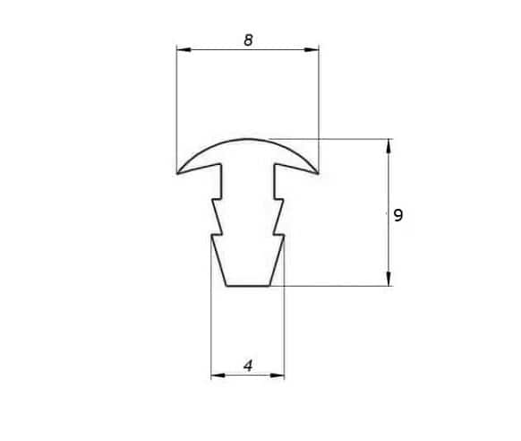 Uszczelka do szczeliny typu T lita 8 x 9mm PVC czarna - 18-68801