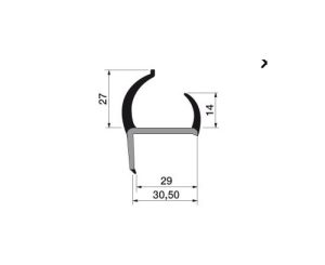Uszczelka do drzwi kontenera chłodni samochodowej 30,5mm L-5m PVC-guma - 19-127