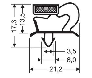 Uszczelka do drzwi lodówki z magnesem 17,3 x 21,2mm dł. 2,65 m szara - 32-105GR