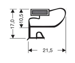 Uszczelka do drzwi lodówki z magnesem 17 x 21,5mm dł. 2,55m szara - 32-134-G