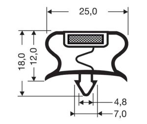 Uszczelka do drzwi lodówki z magnesem  18 x 25mm dł. 2,55m szara - 32-143GR