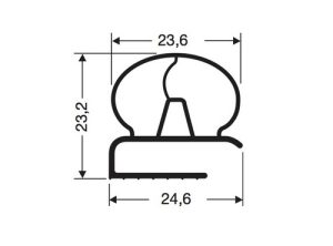 Uszczelka do drzwi lodówki bez magnesu 23,2 x 23,6mm L - 2,50m - 32-21A1