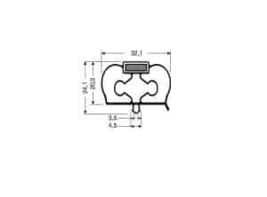 Uszczelka do drzwi lodówki z magnesem 24,1 x 32,1mm L - 2,50m szara - 32-2201