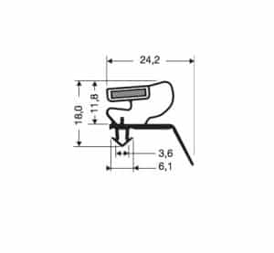Uszczelka do drzwi lodówki z magnesem 18,0 x 24,2mm L - 2,55m czarna - 32-325M