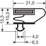Uszczelka do drzwi lodówki z magnesem 15,3 x 21,0mm L - 2,55m czarna - 32-37248-1