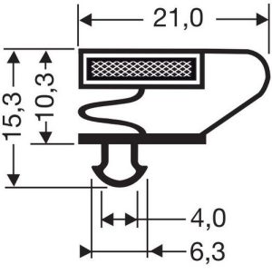 Uszczelka do drzwi lodówki z magnesem 15,3 x 21,0mm L - 2,55m czarna - 32-37248-1