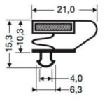 Uszczelka do drzwi lodówki z magnesem 15,3 x 21,0mm L - 2,55m szara - 32-37248
