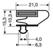 Uszczelka do drzwi lodówki z magnesem 15,3 x 21,0mm L - 2,55m szara - 32-37248