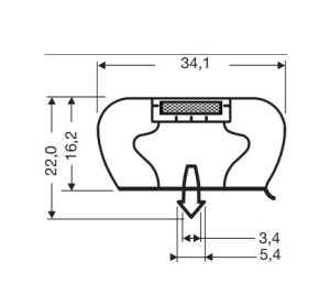 Uszczelka do drzwi lodóki z magnesem 22,0 x 34,1mm L - 2,55m szara - 32-401M