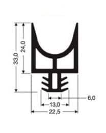 Uszczelka do drzwi chłodni 22,5 x 33mm czarna -  32-900