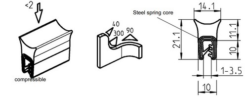 Uszczelka do drzwi samochodowych na krawędź 1 - 4mm gumowa czarna - 54-121 - obrazek 3