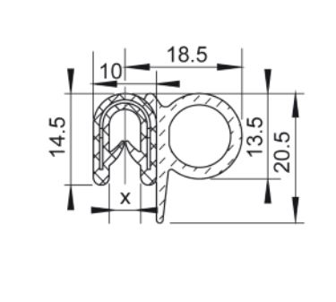 Uszczelka do drzwi samozaciskowa na krawędź 1 - 4mm gumowa - 78-974