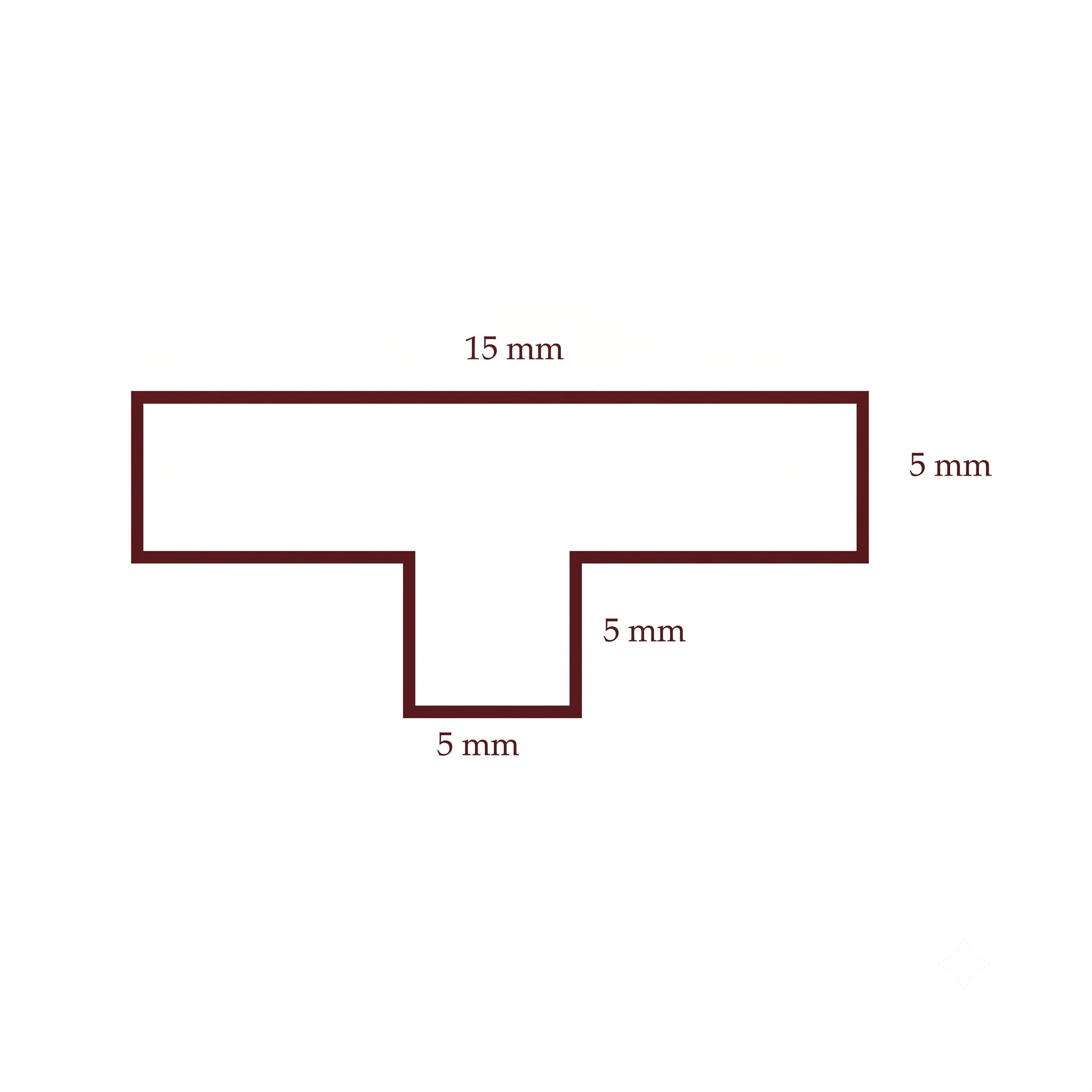 09910821 - Centrum uszczelek Diagram of a stepped arrangement of connected square frames with 15 mm and 5 mm dimension labels, illustrating spacing between sections.