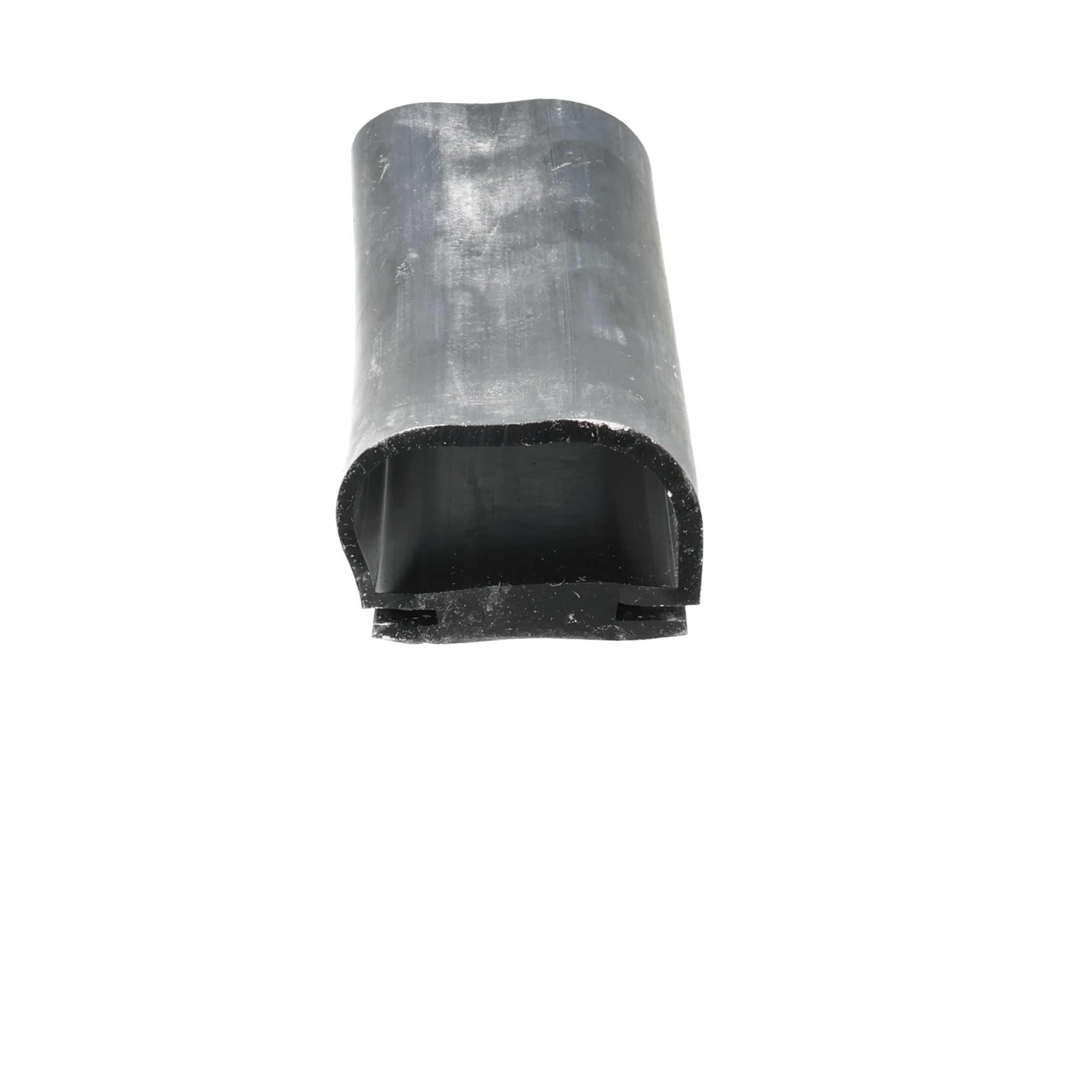 uszczelka-do-drzwi-chlodni-typu-omega-wsuwana-23-x-34mm-silikonowa-czarna-09913-1 - Centrum uszczelek Close-up of a black metal pipe with a rounded cap against a white background