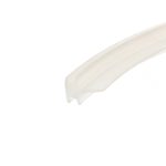 Diagonal pale beige strip sweeping across a white background from bottom-right toward center.