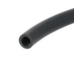 Close-up of a black cylindrical tube with a hollow circular opening facing the viewer on a white background