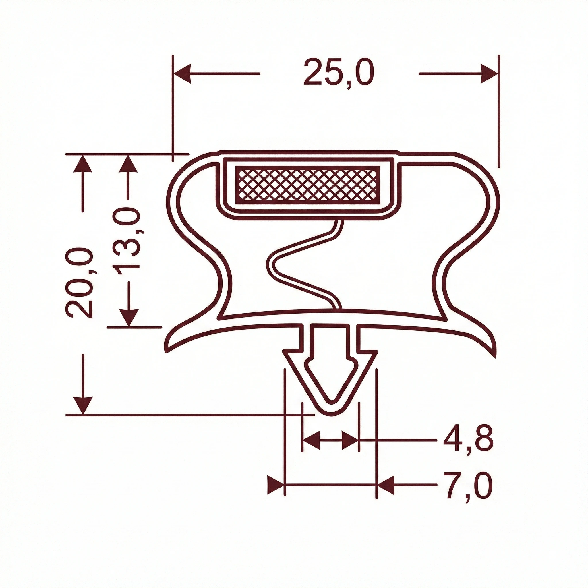Uszczelka z magnesem szara do drzwi urządzeń chłodniczych, 32-142_G