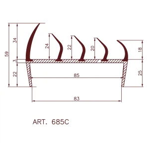 Uszczelka drzwi chłodni 85 mm L-5,0 m 19-685