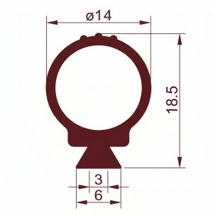 Technical ring schematic showing a ring with a 14 mm diameter, including dimension lines and arrows for scale.