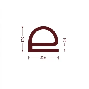 Uszczelka do drzwi typu E 20 x 17 x 2 mm gumowa czarna - 0621620