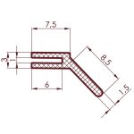 Technical drawing of a rectangular frame with a cross-hatched inner section and an angled brace, dimensioned 7.5 units.