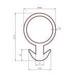 Technical drawing of a mechanical part with two concentric circles and a vertical stem, showing dimension lines and values (Ø8.6, A=12.5, 2.5, 3.0, 2.1, C=6.0).