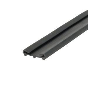 Close-up of a black rubber weatherstrip with a hollow channel, likely a door or window seal.