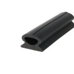 Close-up of a black cylindrical hollow tube with a U-shaped notch along its edge, showing a smooth outer surface and inner circular hole.