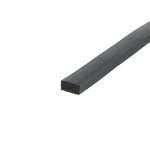 Close-up of a black foam weatherstrip or edge seal laid diagonally across a white background to illustrate its porous interior.