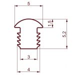 Technical drawing of a stepped, curved block with dimension lines marking lengths 5, 3, and 4 units.