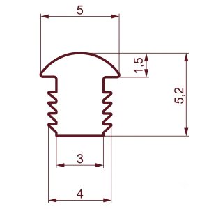 Technical drawing of a stepped, curved block with dimension lines marking lengths 5, 3, and 4 units.